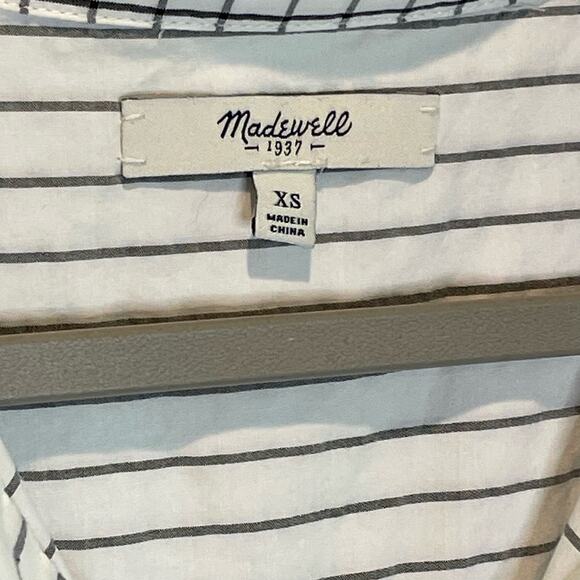 Madewell Grid Mix Short Sleeve Button Down Top - size XS - Picture 6 of 8